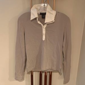Grey and white collared shirt
